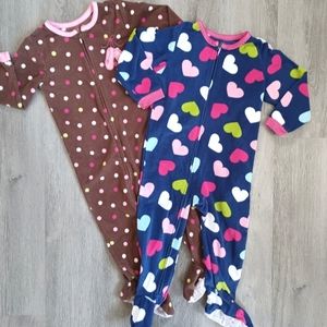 2 Carters Girls Fleece Sleepers size 2T